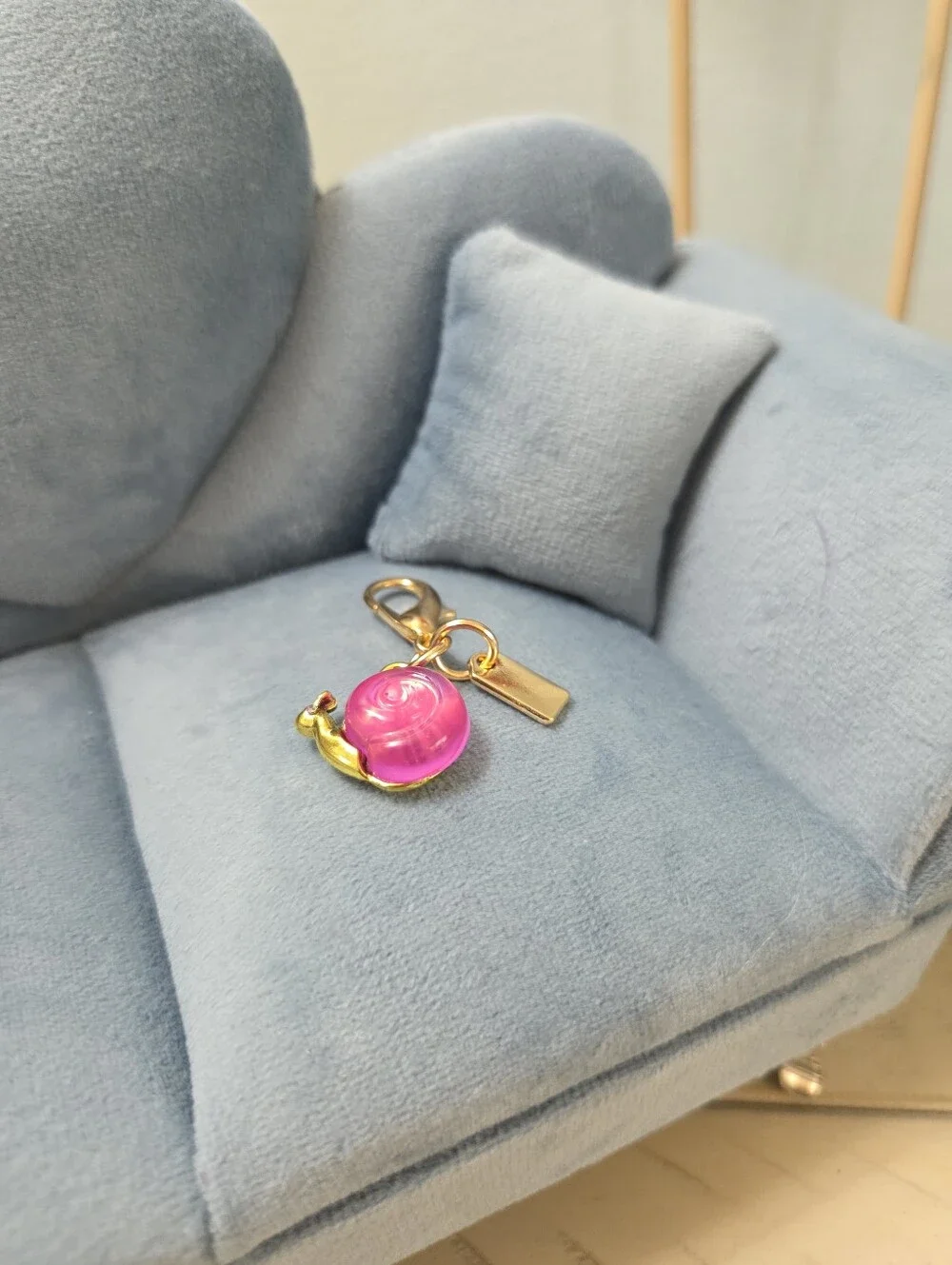 Pink & Gold Snail Bag Charm / Key Ring — Cute & NEW!